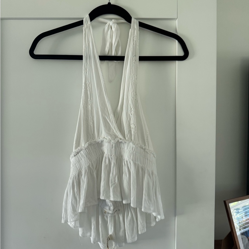 Ocean Drive White Halter Tank Top